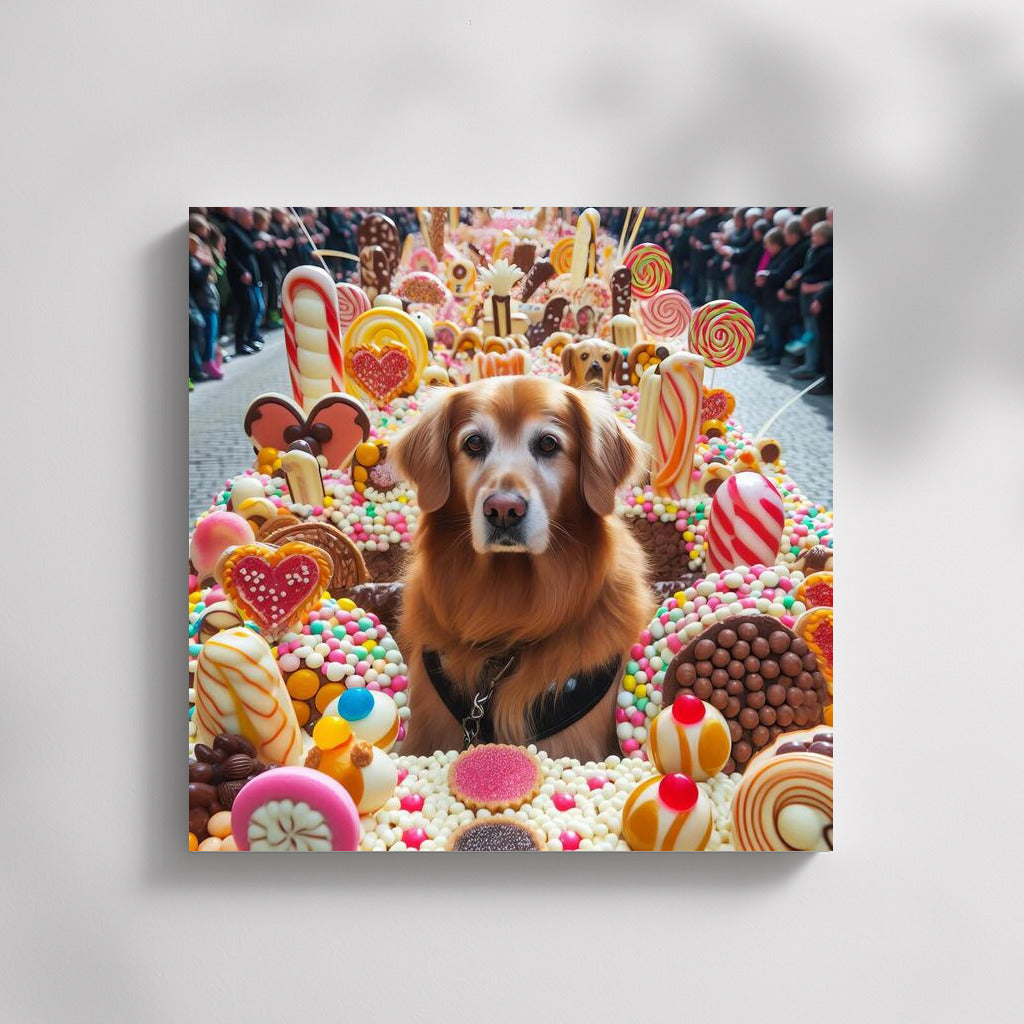 Chocolate Parade with Happy Dog: Sweet Wonder on the Wall