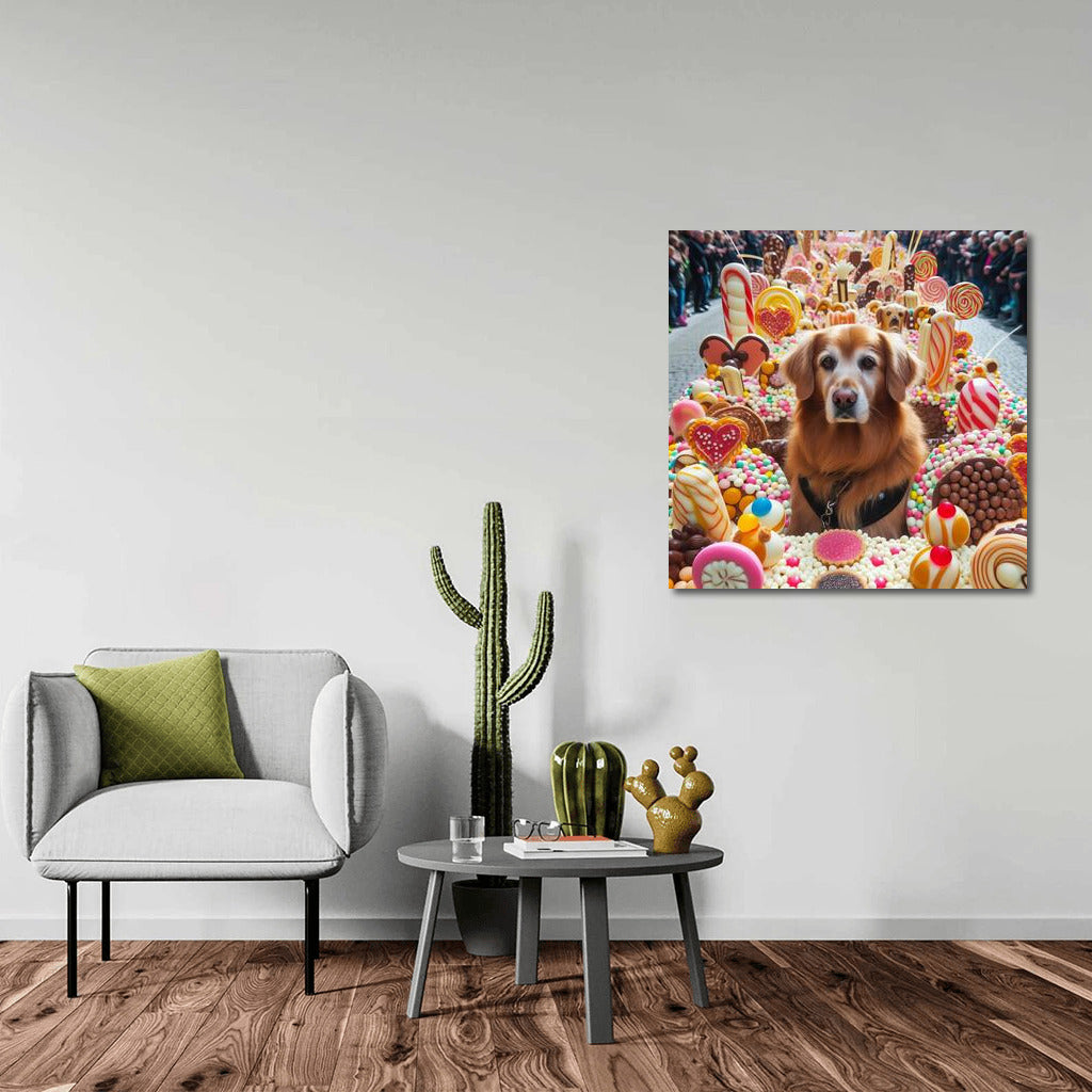 Chocolate Parade with Happy Dog: Sweet Wonder on the Wall