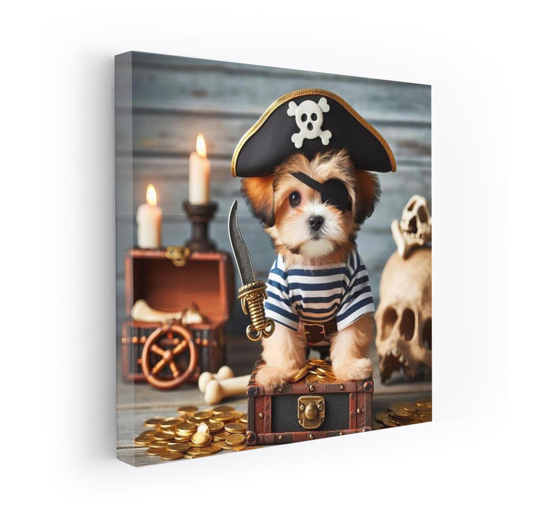 Captain Dog and the Treasures of the Seas: Pirate Dog on the Adventure Background