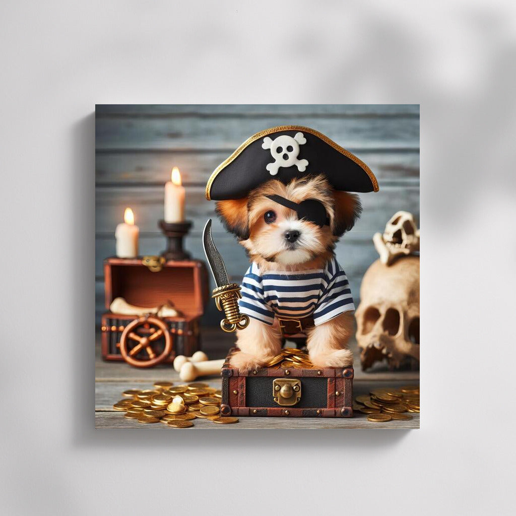 Captain Dog and the Treasures of the Seas: Pirate Dog on the Adventure Background