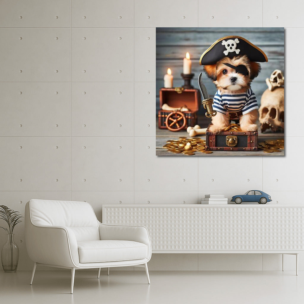 Captain Dog and the Treasures of the Seas: Pirate Dog on the Adventure Background