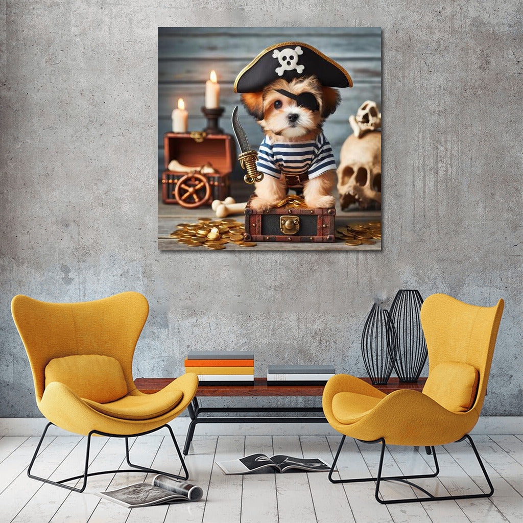 Captain Dog and the Treasures of the Seas: Pirate Dog on the Adventure Background