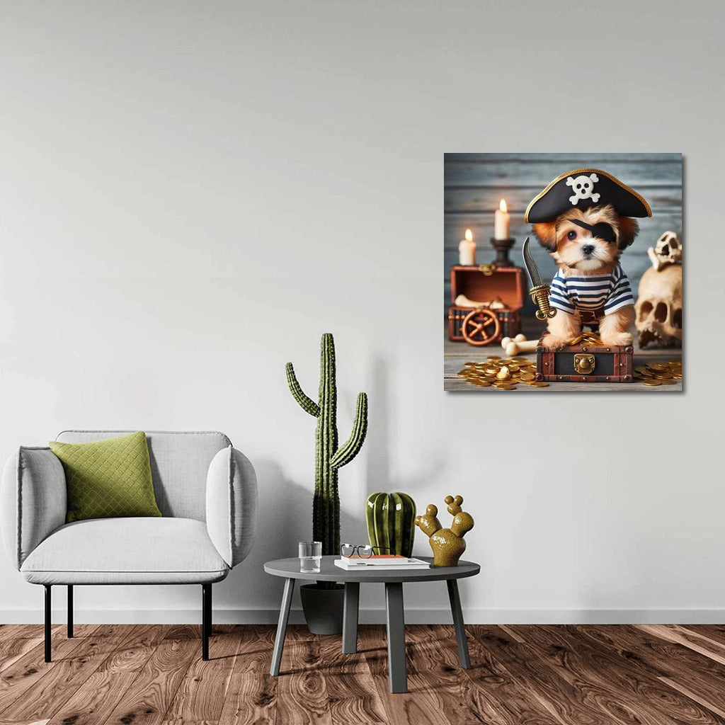 Captain Dog and the Treasures of the Seas: Pirate Dog on the Adventure Background