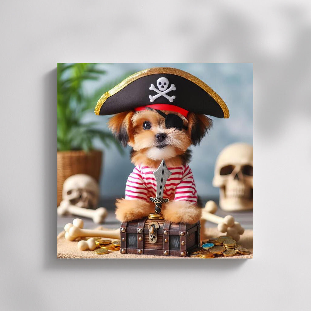 Pirate Dog: Naughty Captain with Sabre and Treasures