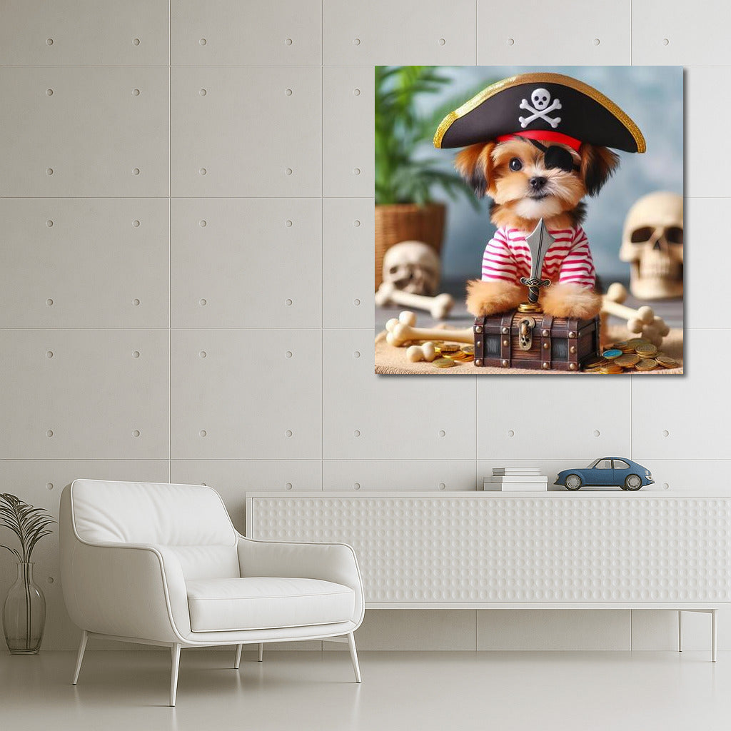 Pirate Dog: Naughty Captain with Sabre and Treasures
