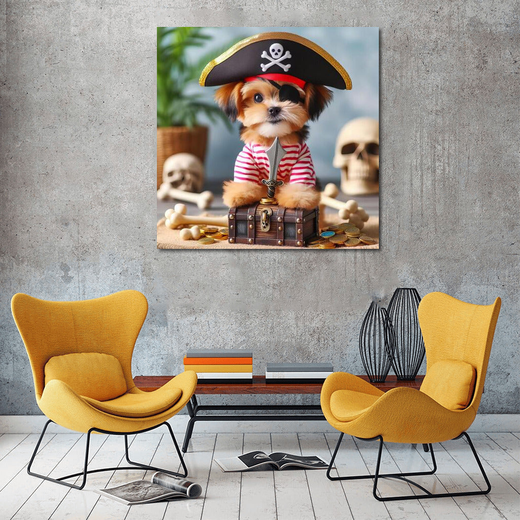 Pirate Dog: Naughty Captain with Sabre and Treasures