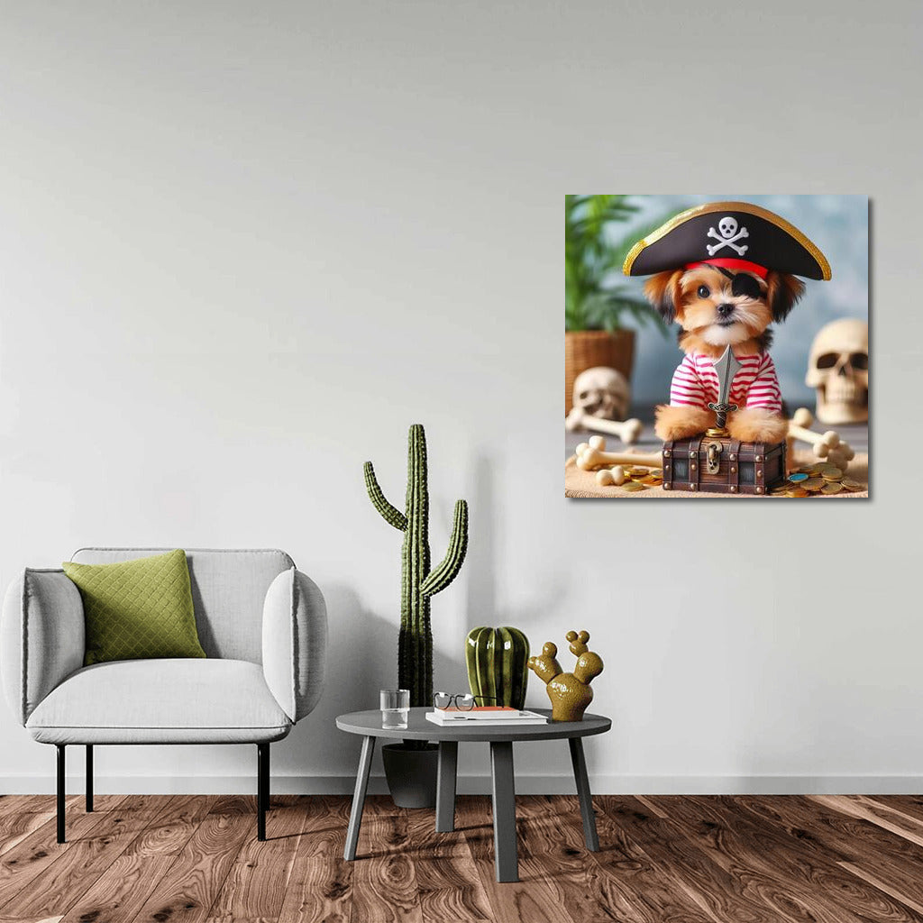 Pirate Dog: Naughty Captain with Sabre and Treasures
