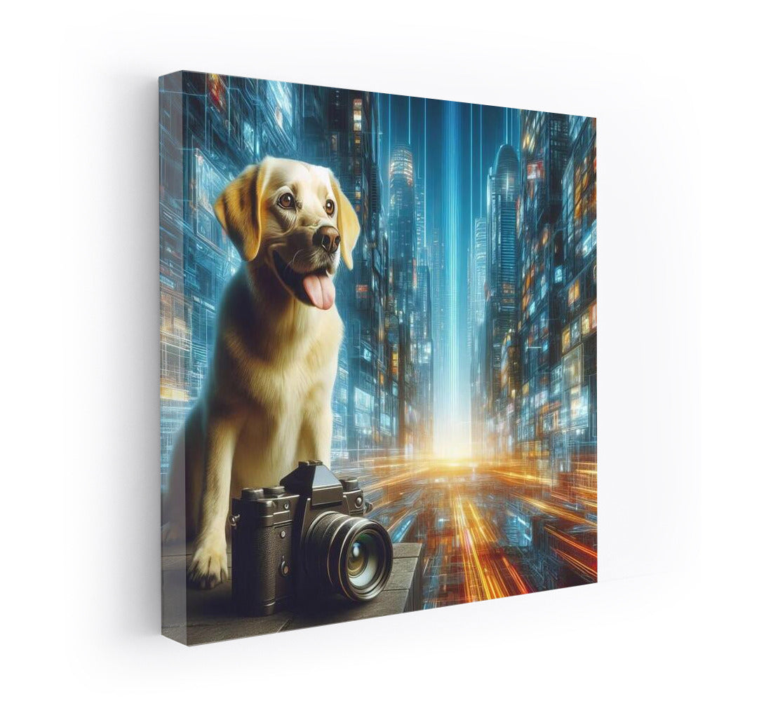 Dog Photographer in the Neon Metropolis of the Future