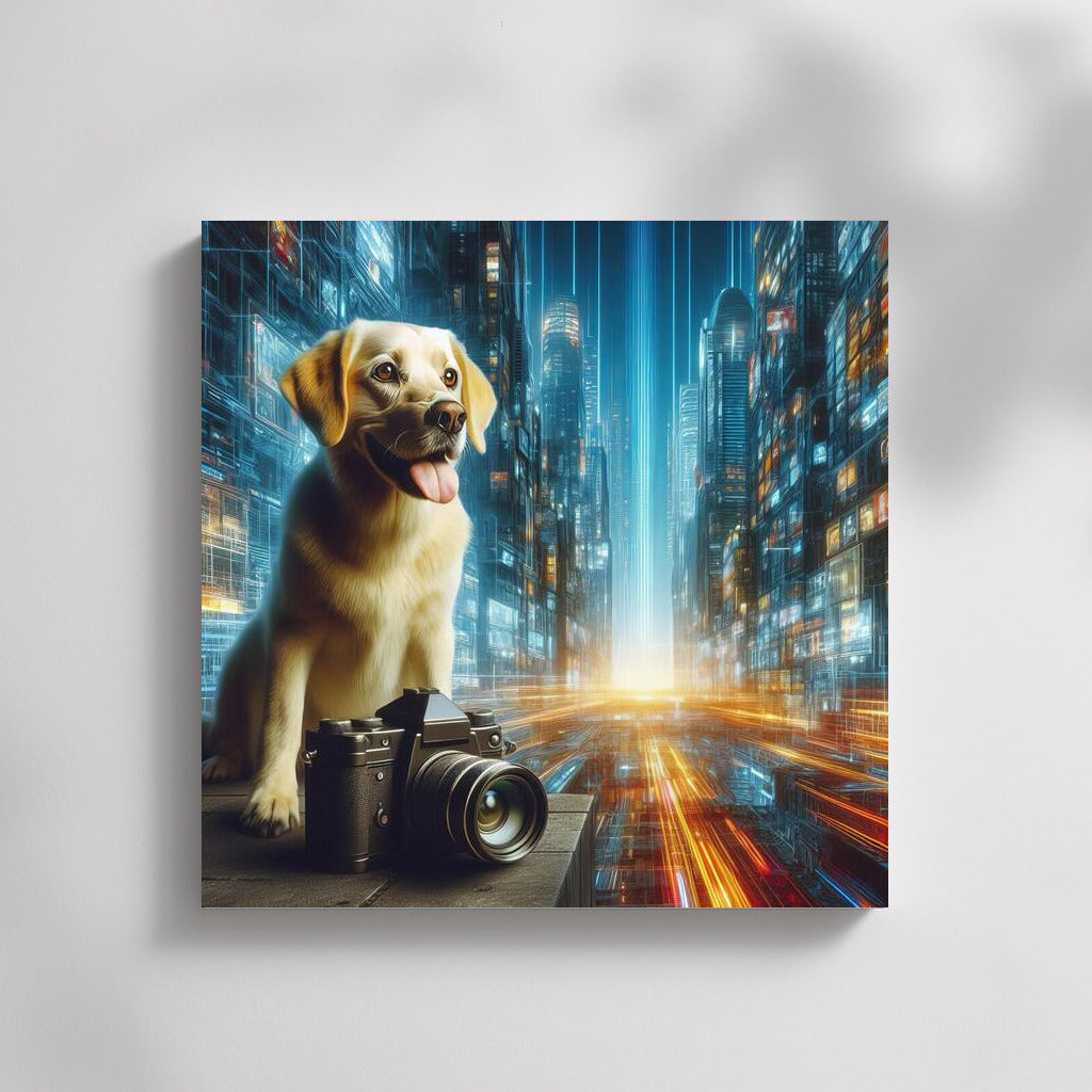Dog Photographer in the Neon Metropolis of the Future