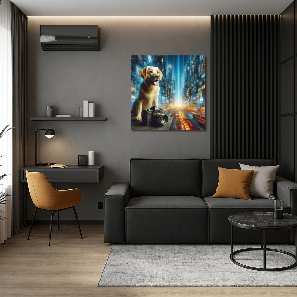 Dog Photographer in the Neon Metropolis of the Future