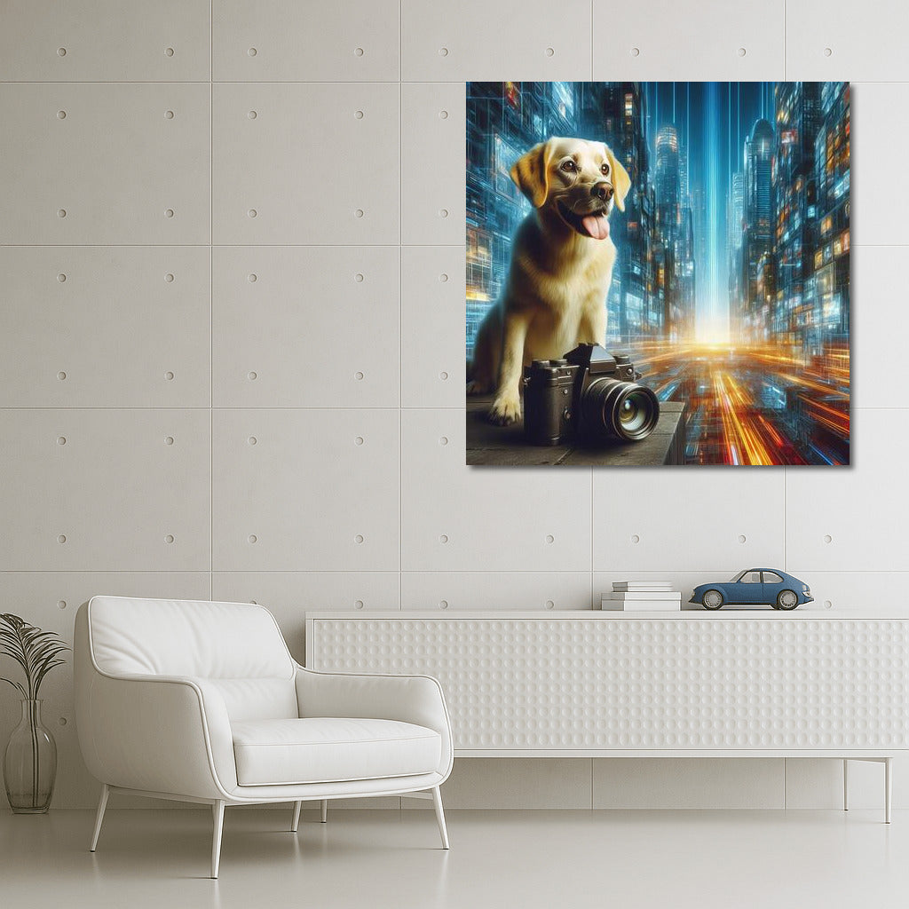 Dog Photographer in the Neon Metropolis of the Future