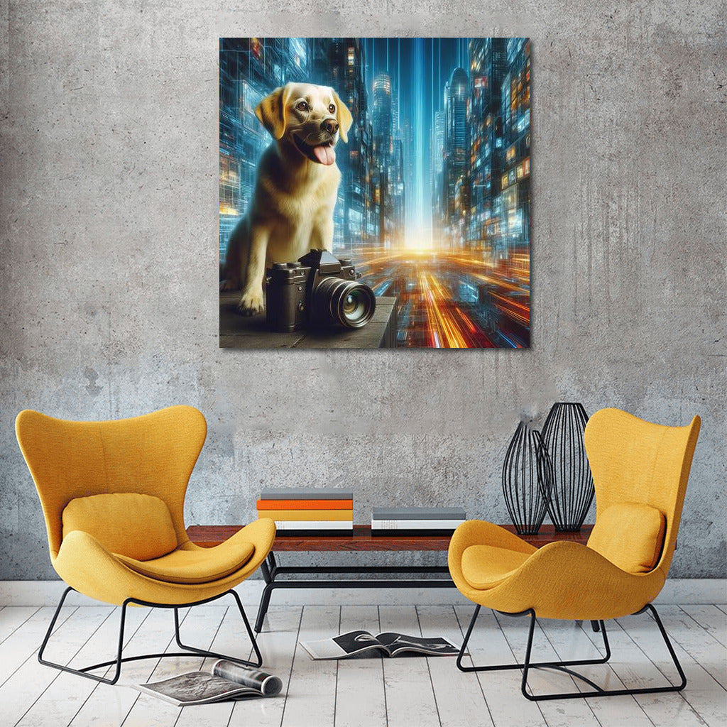 Dog Photographer in the Neon Metropolis of the Future