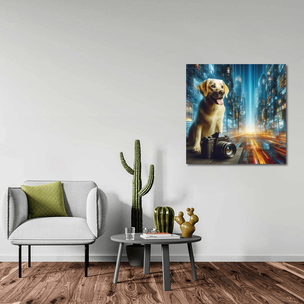 Dog Photographer in the Neon Metropolis of the Future