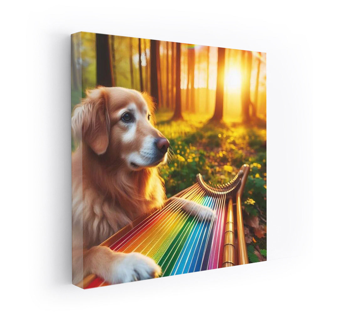 Rainbow Harp Melodies: Dog Brings Nature to Life