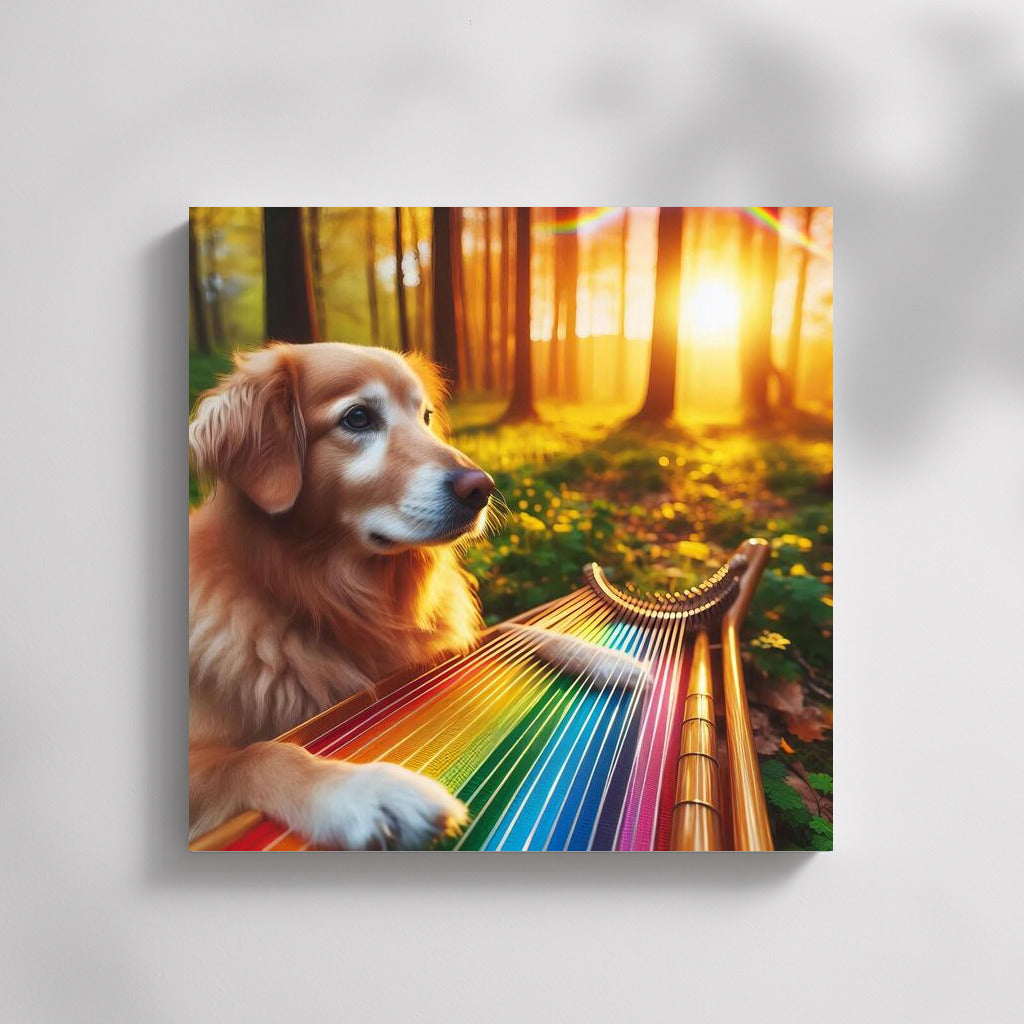 Rainbow Harp Melodies: Dog Brings Nature to Life