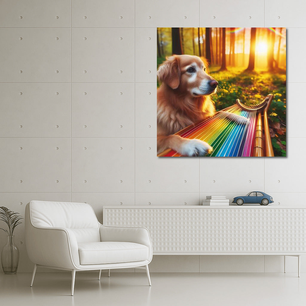 Rainbow Harp Melodies: Dog Brings Nature to Life