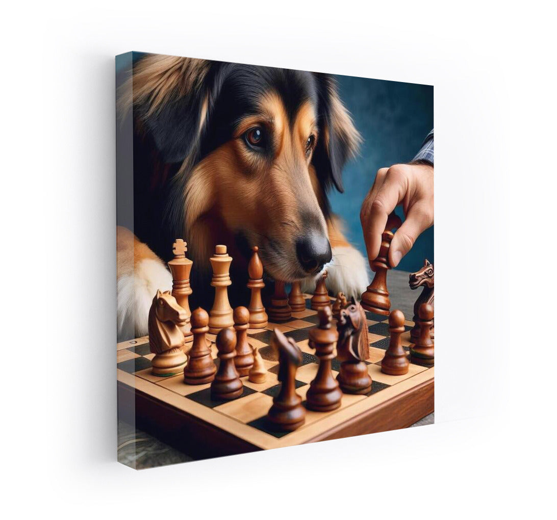 Chess Duel: Dog and Living Pieces in Combat