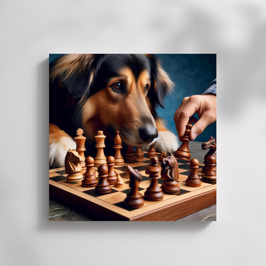 Chess Duel: Dog and Living Pieces in Combat