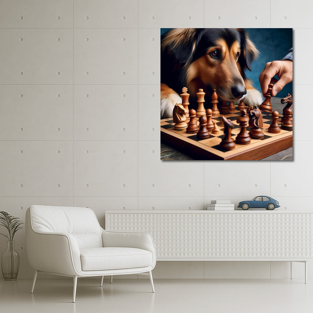 Chess Duel: Dog and Living Pieces in Combat