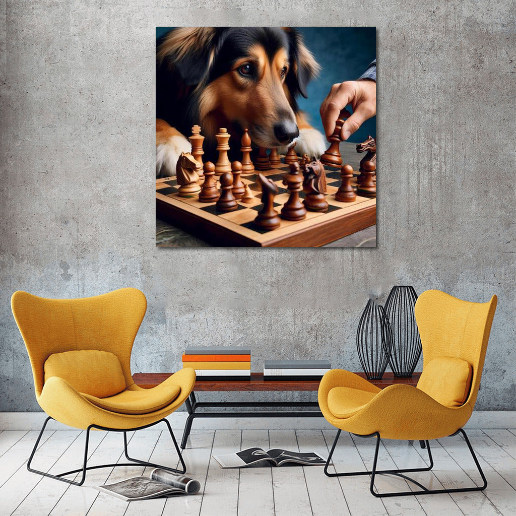 Chess Duel: Dog and Living Pieces in Combat