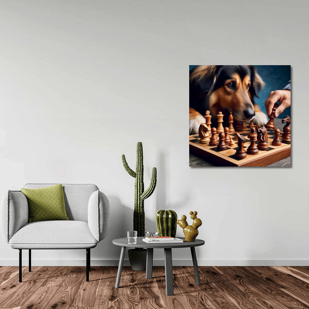 Chess Duel: Dog and Living Pieces in Combat