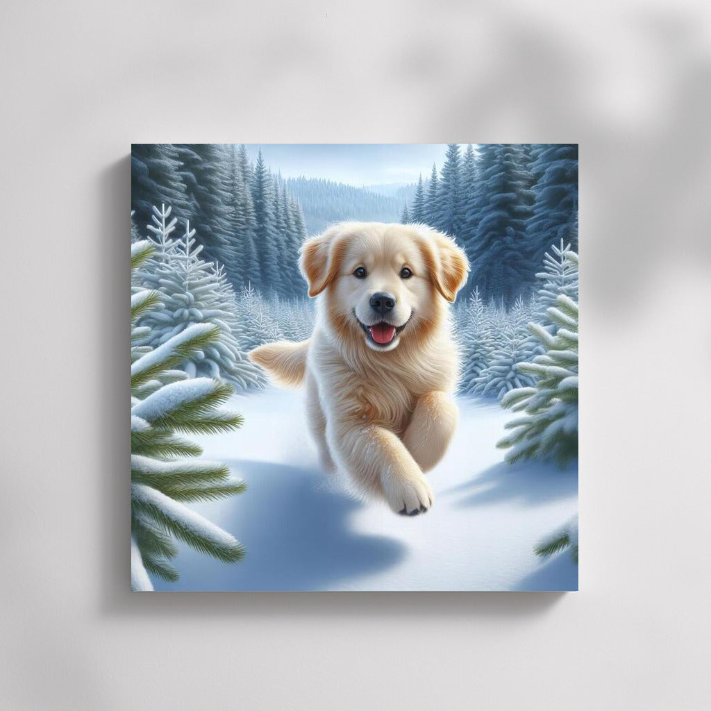 Winter's Tale: Dog in the Snowy Wonder Forest