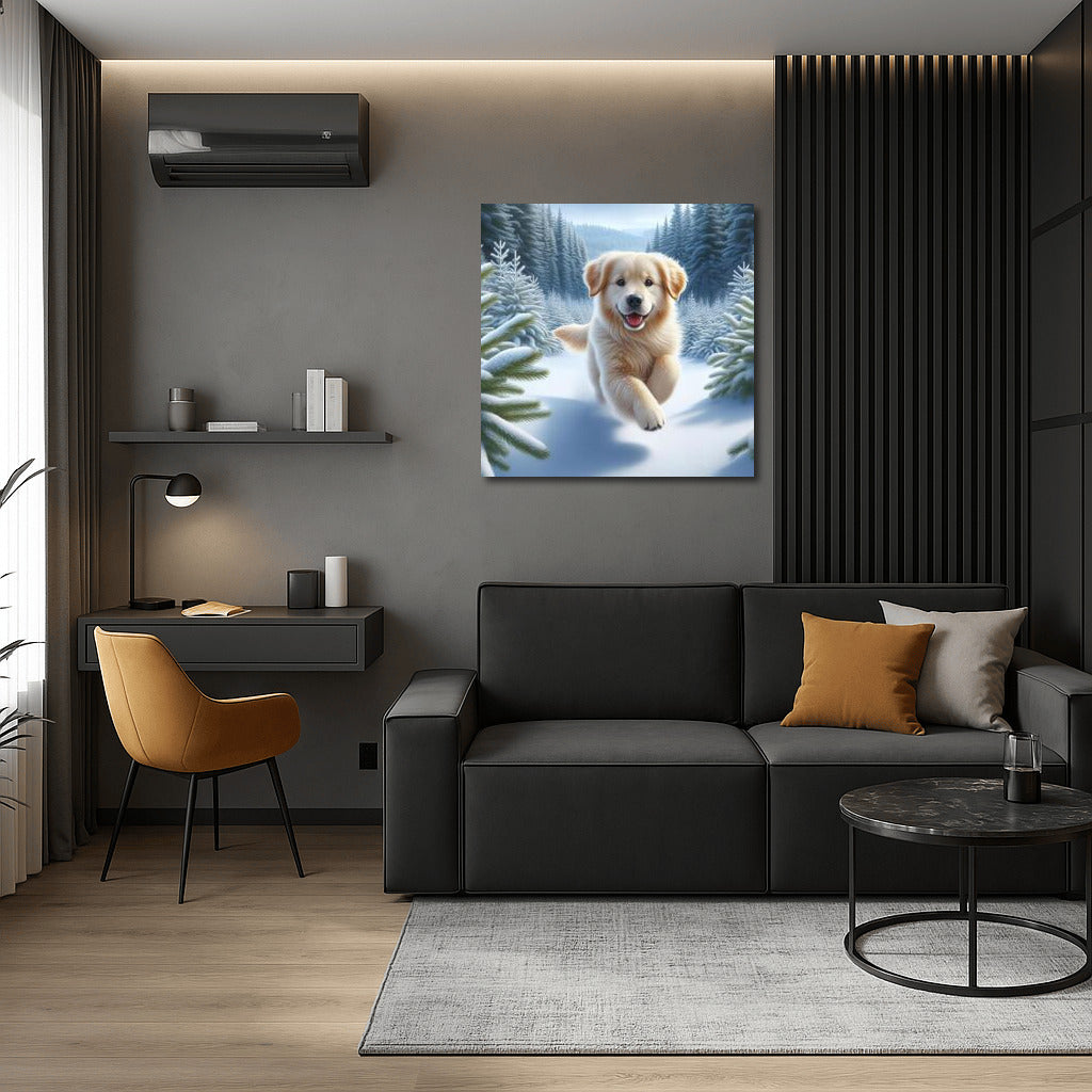 Winter's Tale: Dog in the Snowy Wonder Forest