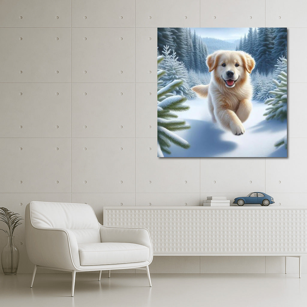 Winter's Tale: Dog in the Snowy Wonder Forest