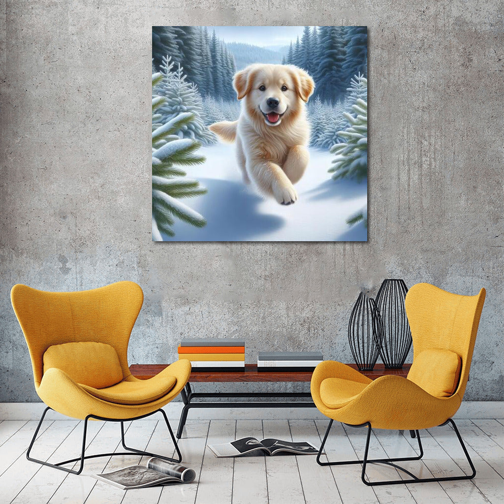 Winter's Tale: Dog in the Snowy Wonder Forest
