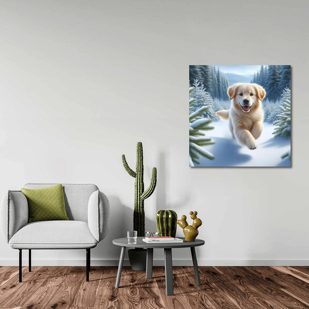 Winter's Tale: Dog in the Snowy Wonder Forest