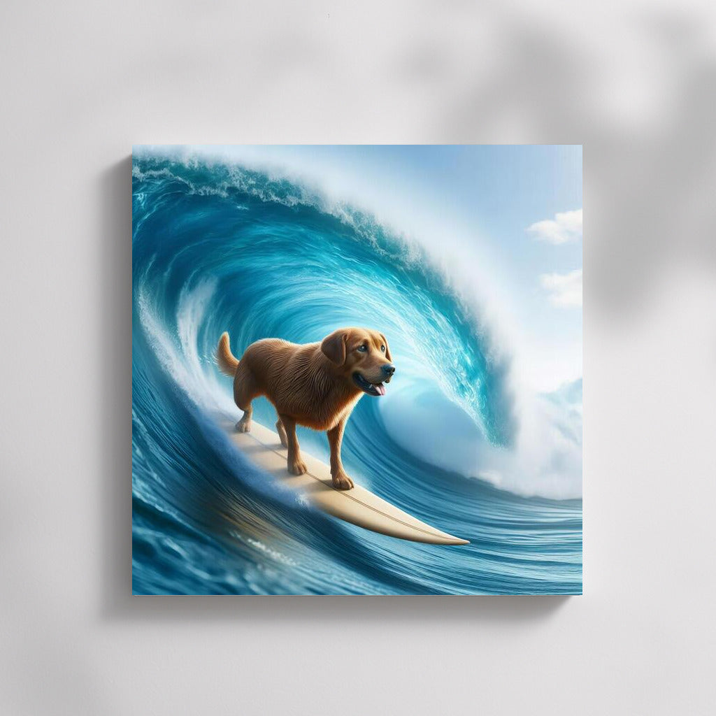 Surfing with a smile: Dog on the crest of a wave