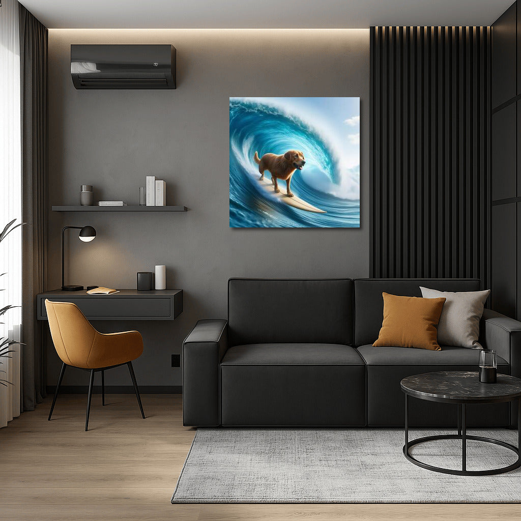Surfing with a smile: Dog on the crest of a wave
