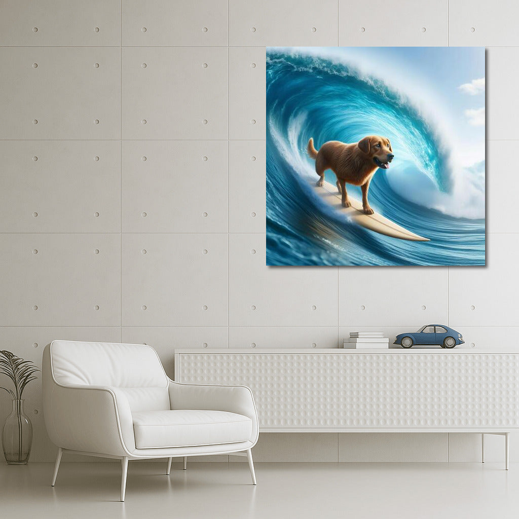 Surfing with a smile: Dog on the crest of a wave