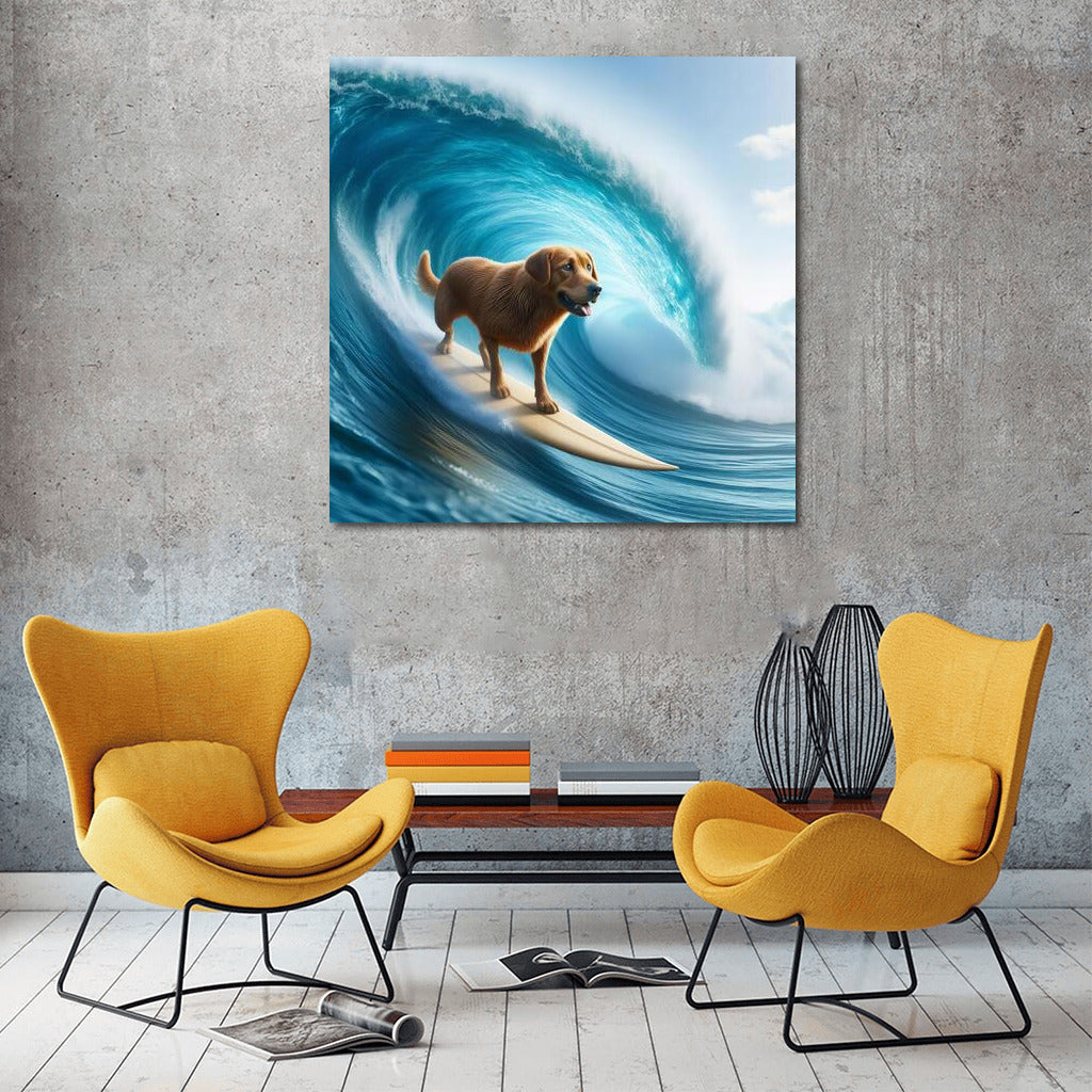 Surfing with a smile: Dog on the crest of a wave