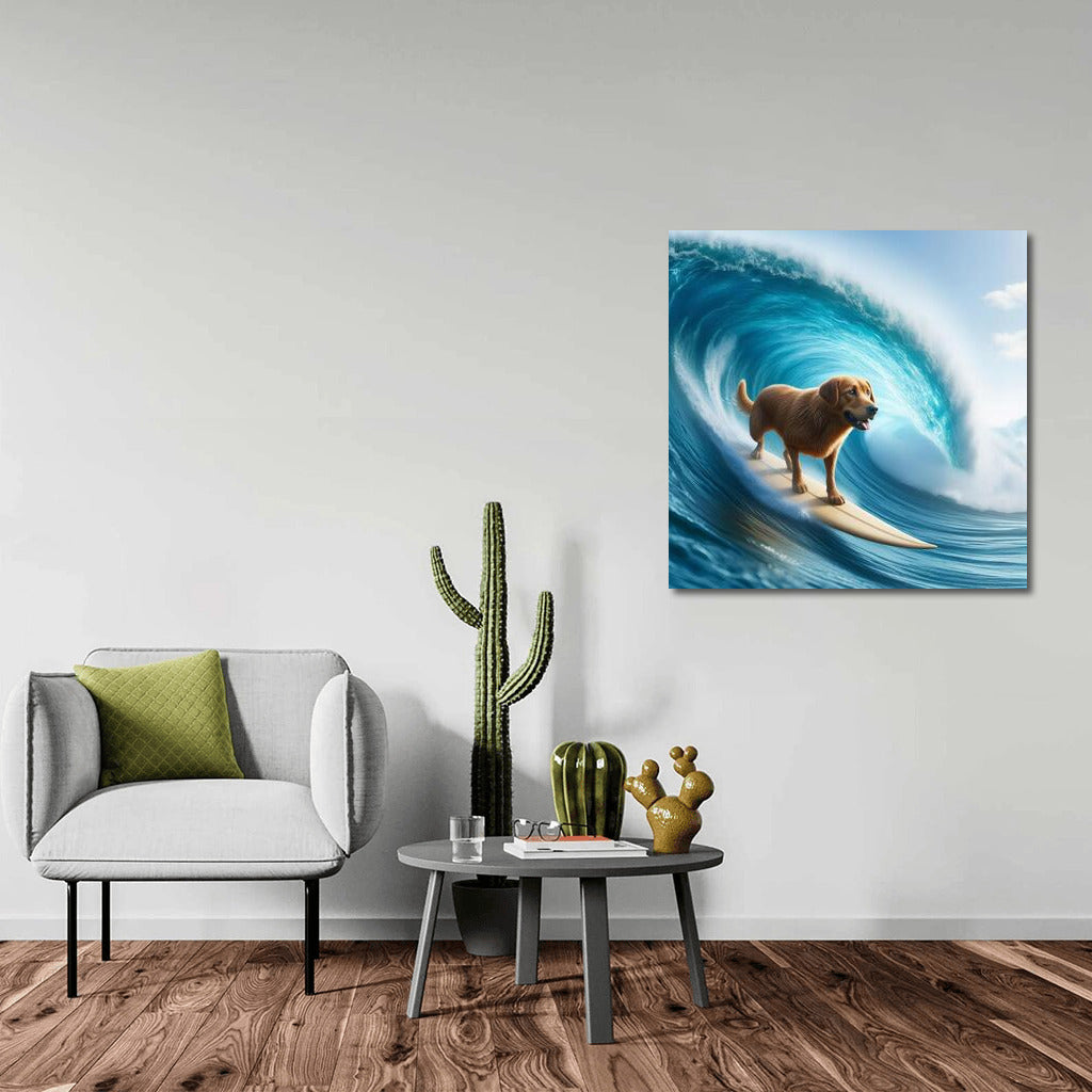 Surfing with a smile: Dog on the crest of a wave