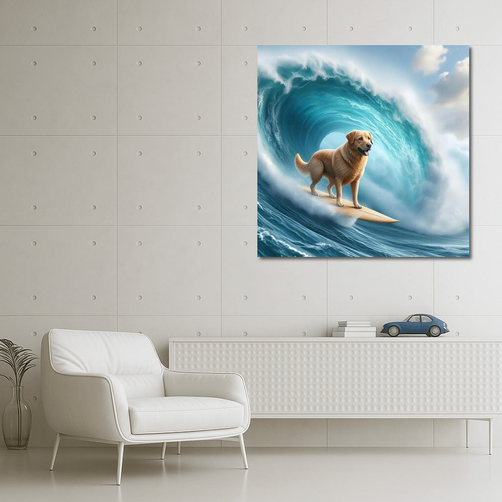 Surfer on four legs: Dog conquers giant wave