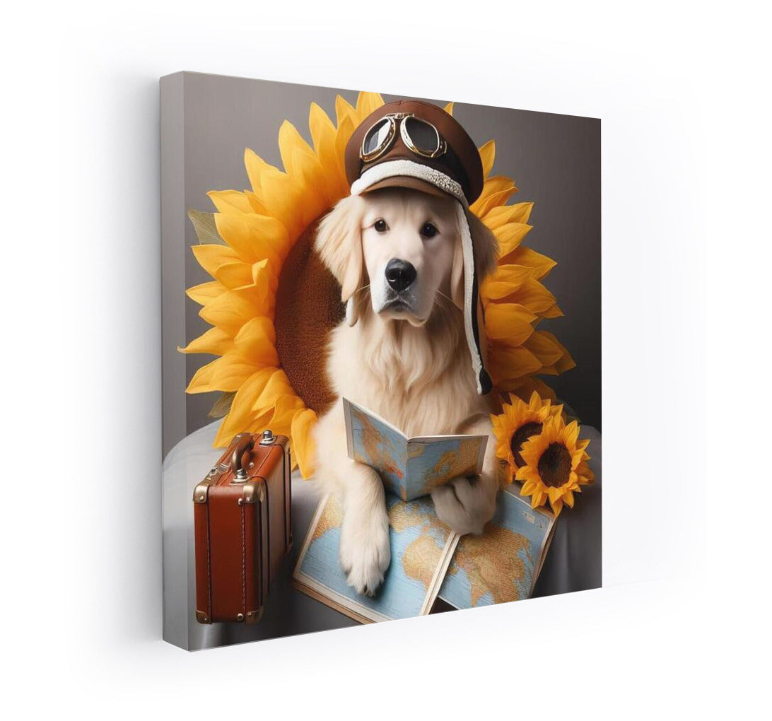 Dreamy Dog's Journey on a Giant Flower: Bright Decor for Your Interior