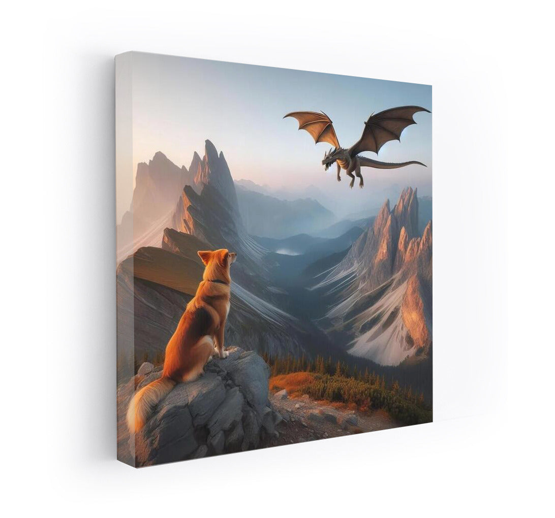 Transformation Magic: Dragon Dog Over the Mountain Peaks