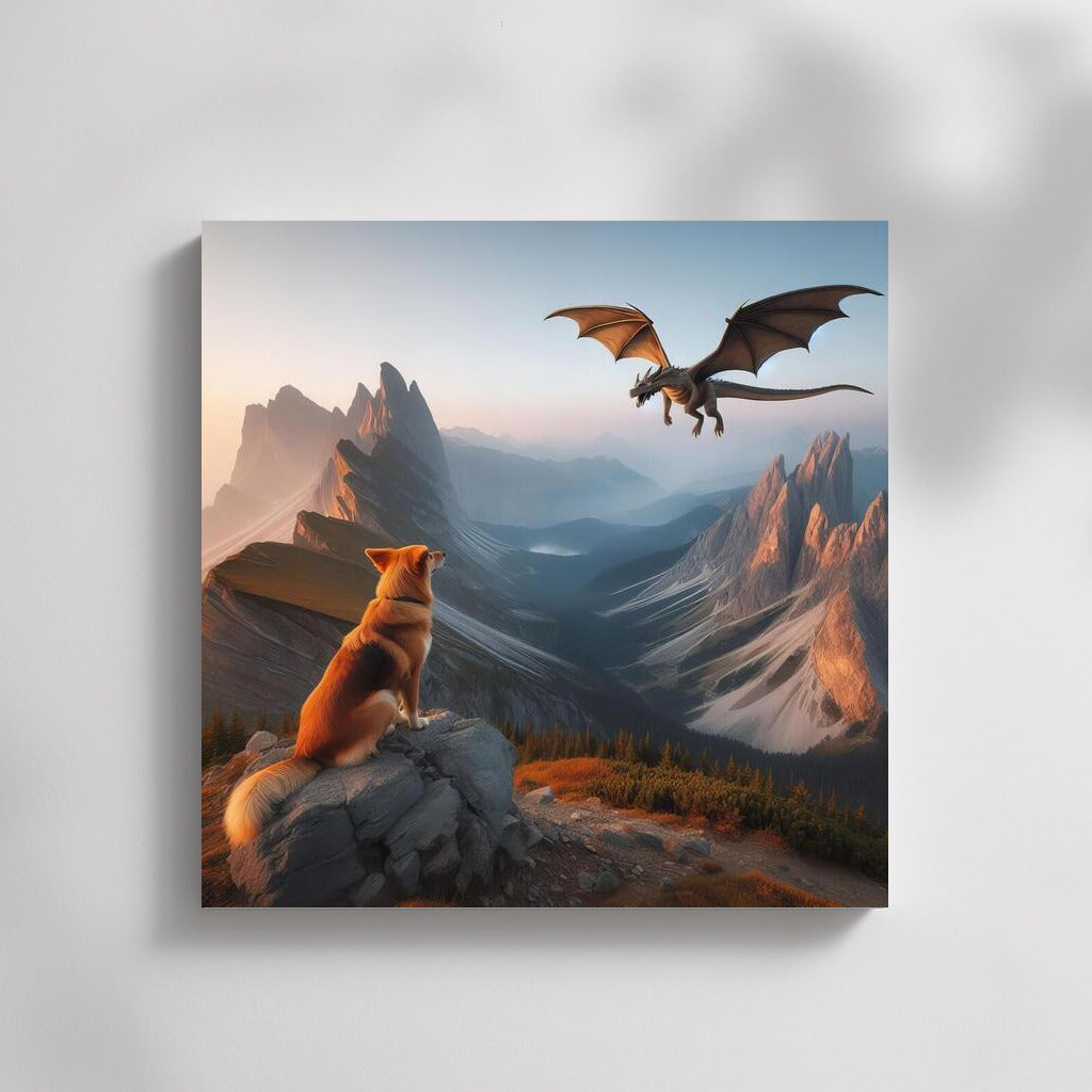 Transformation Magic: Dragon Dog Over the Mountain Peaks