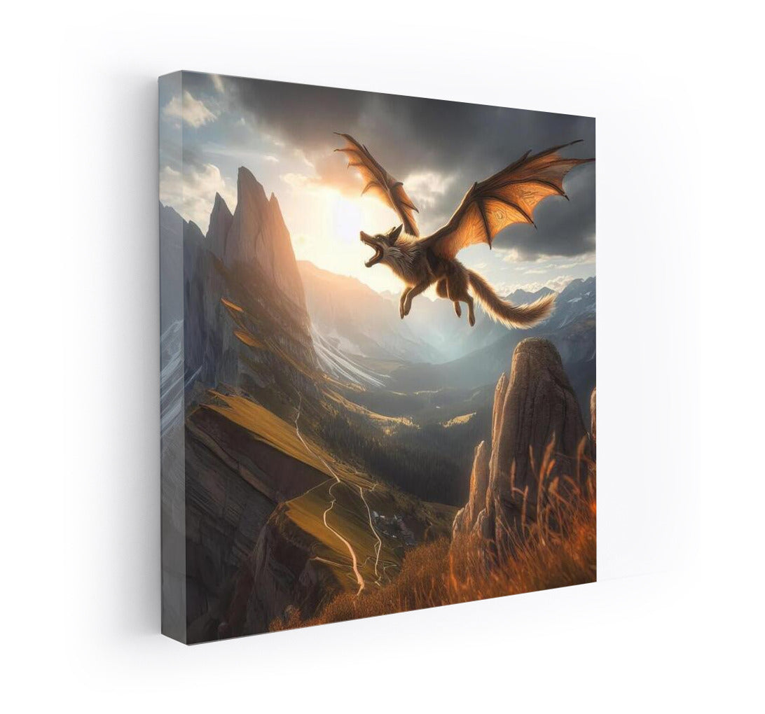 Magical Flight: Dragon Dog Over Mountain Peaks
