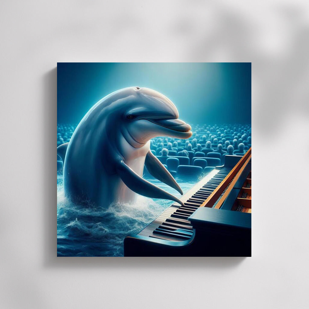 Melody of the Ocean: Dolphin at the Piano in the Concert Hall