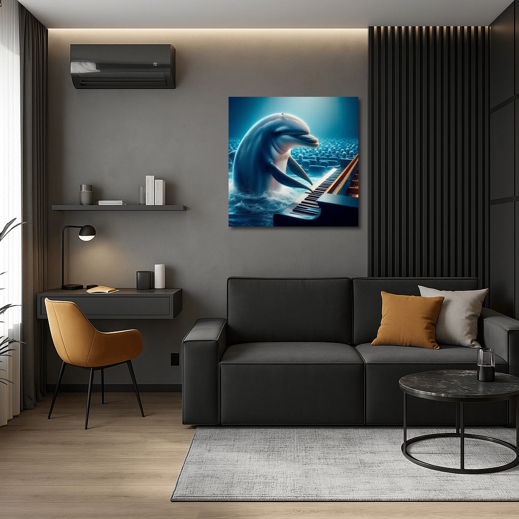 Melody of the Ocean: Dolphin at the Piano in the Concert Hall