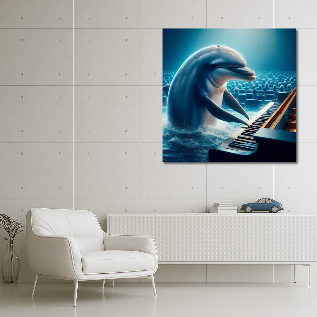 Melody of the Ocean: Dolphin at the Piano in the Concert Hall