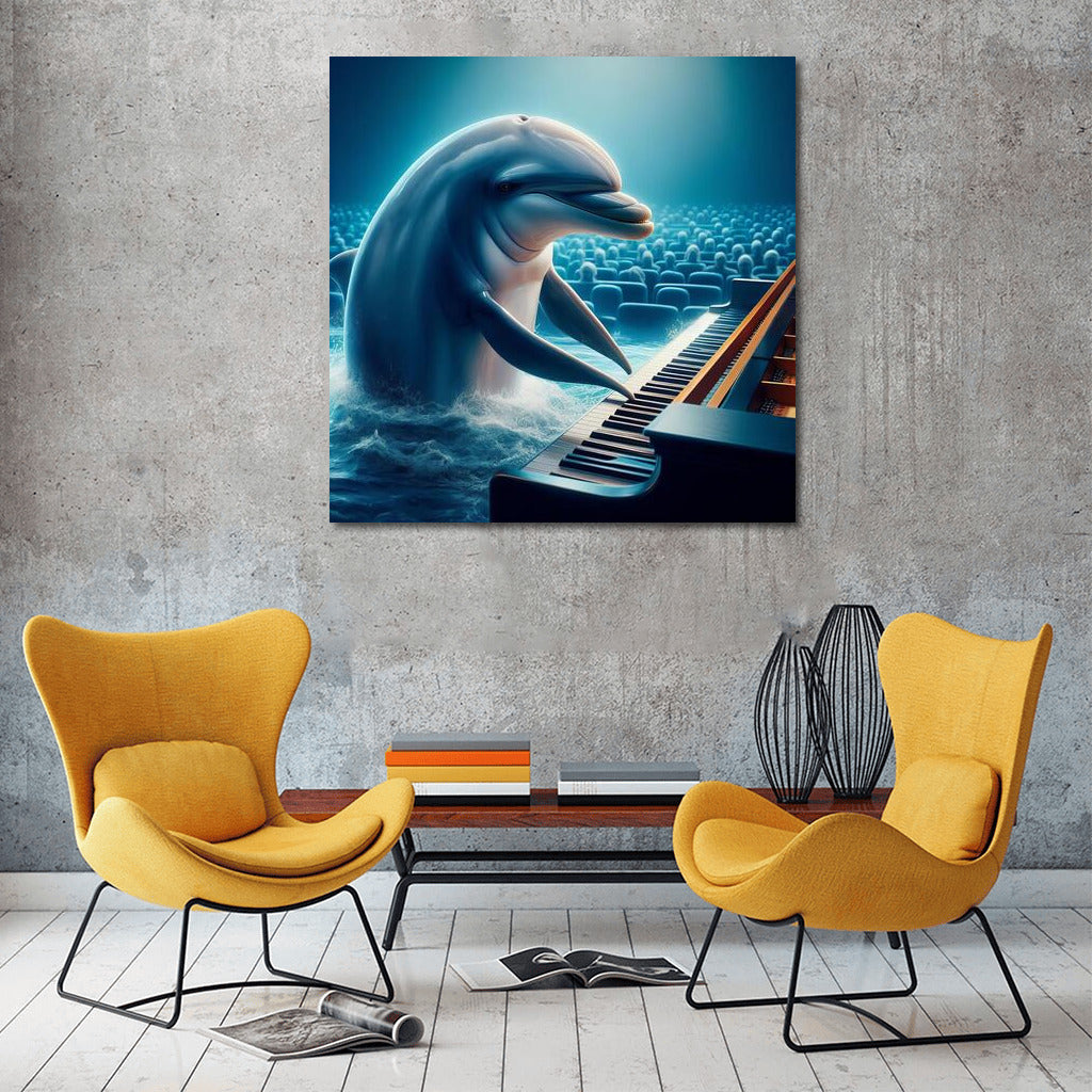 Melody of the Ocean: Dolphin at the Piano in the Concert Hall