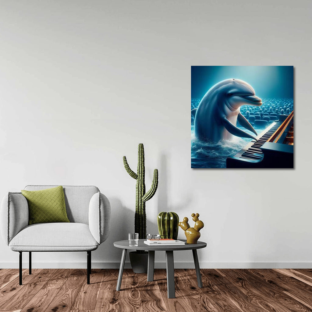 Melody of the Ocean: Dolphin at the Piano in the Concert Hall