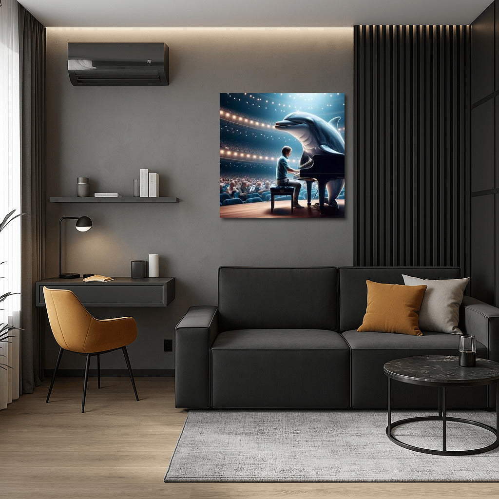 Dolphin Concert on the Piano: Musical Fantasy in the Hall