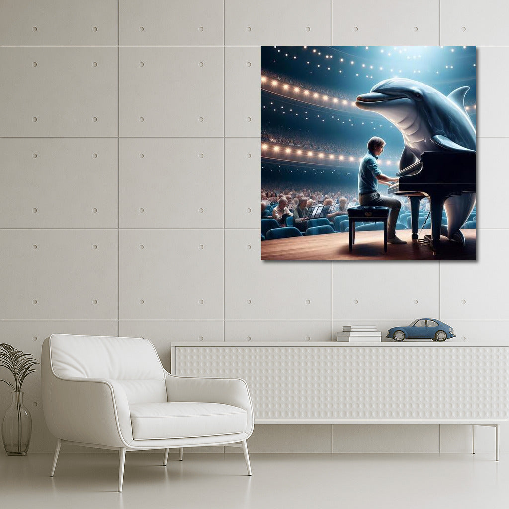 Dolphin Concert on the Piano: Musical Fantasy in the Hall