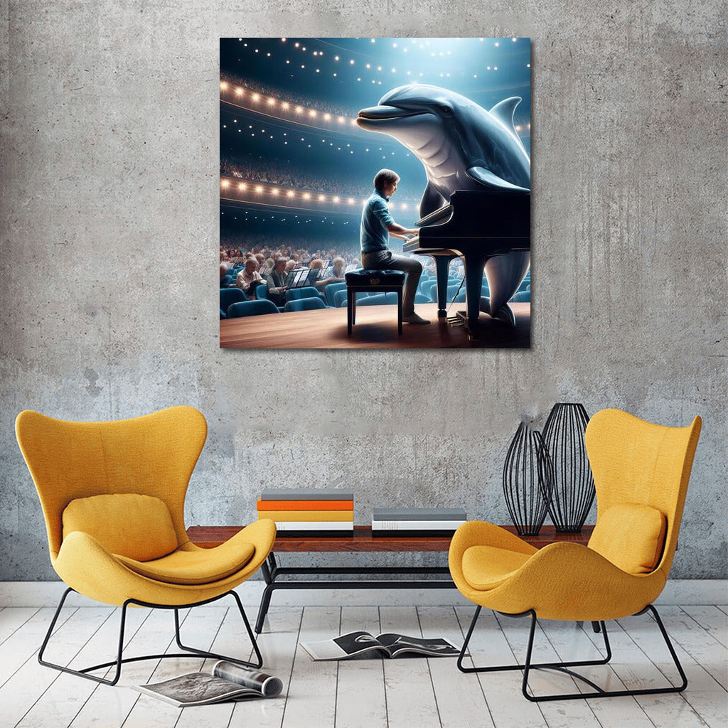 Dolphin Concert on the Piano: Musical Fantasy in the Hall