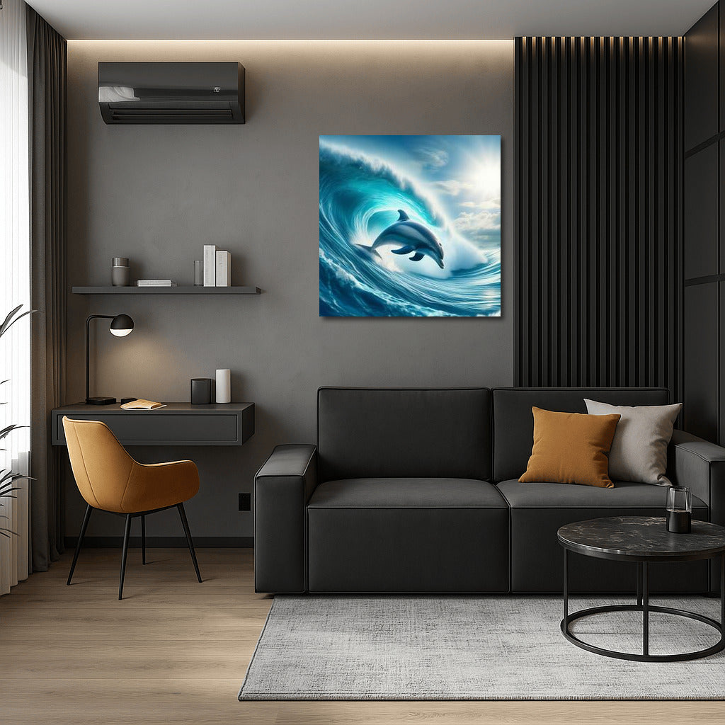 Dolphin on the Crest of a Giant Wave: Ocean Dreams