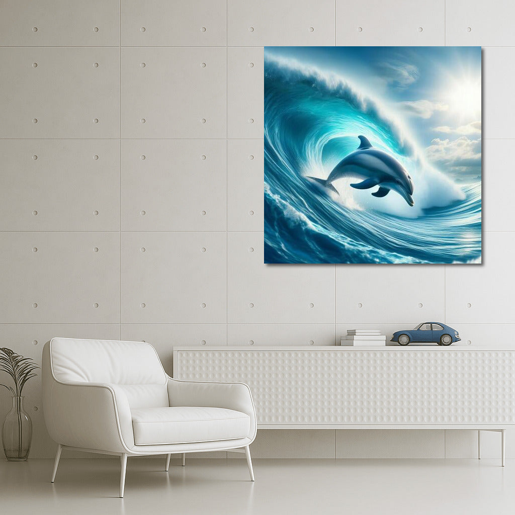 Dolphin on the Crest of a Giant Wave: Ocean Dreams